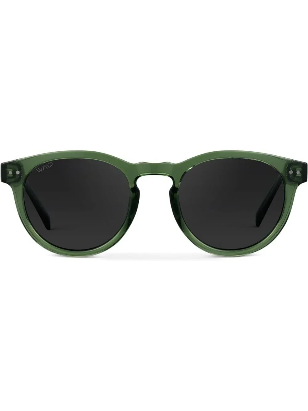 Women's Crystal Green Black Lens Glasses Round Polarized Retro Wear Protection